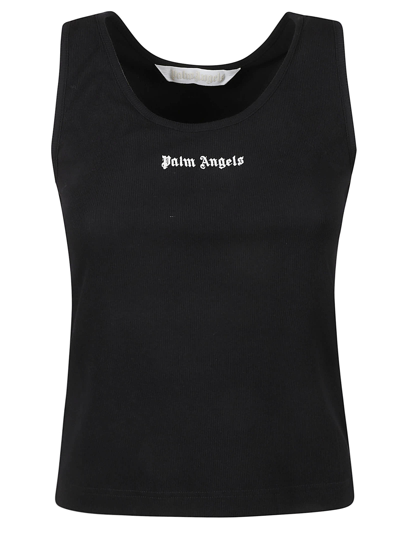 Shop Palm Angels Classic Logo Rib Tank Top In Black/off-white