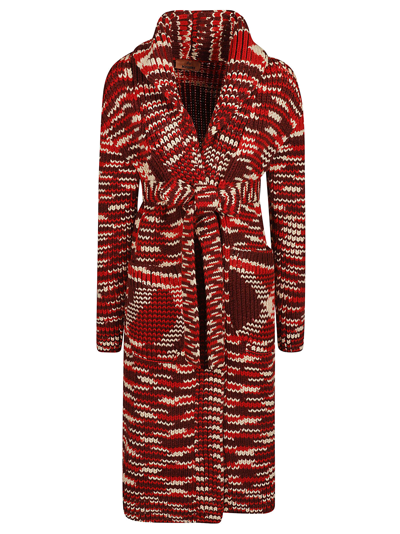 Shop Missoni Knitted Long Belted Cardi-coat In Multicolor