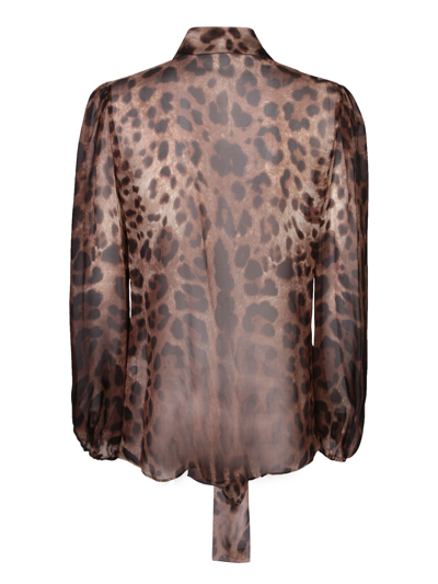 Shop Dolce & Gabbana Leopard Print Chiffon Shirt In Brown