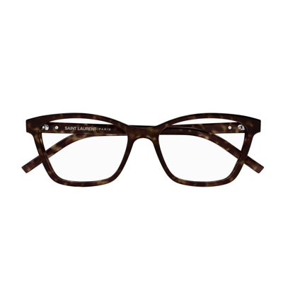 Shop Saint Laurent Sl M128 002 Glasses In Marrone