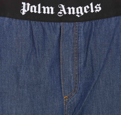 Shop Palm Angels Denim Pajama Pants In Blue