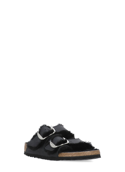 Shop Birkenstock Arizona Big Buckle Shearling Sandals In Black