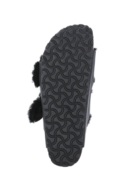 Shop Birkenstock Arizona Big Buckle Shearling Sandals In Black