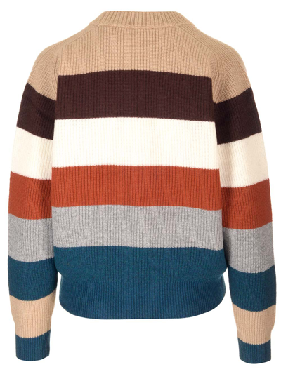 Shop Maison Kitsuné Ribbed Wool Sweater In Multicolor