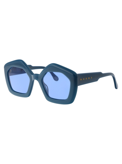 Shop Marni Eyewear Laughing Waters Sunglasses In Blue
