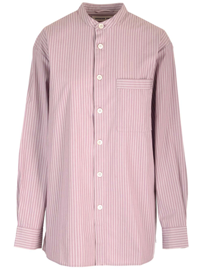 Shop Birkenstock Mauve Stripes Lounge Wear Shirt In Violet