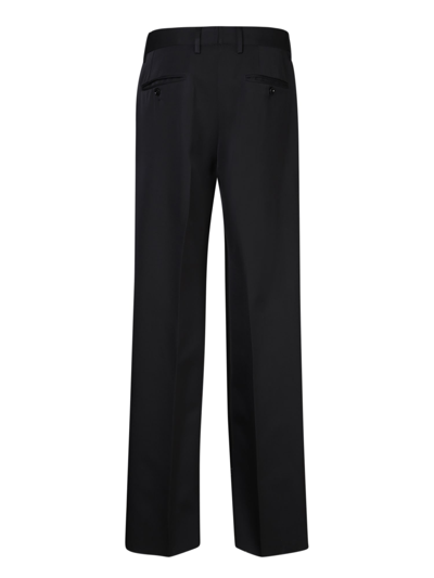 Shop Dolce & Gabbana Straight Leg Wool Trousers In Black