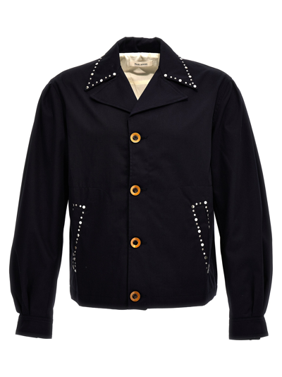 Wales Bonner Delaney Stud-embellished Jacket In Blue