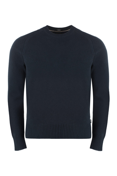 Shop Hugo Boss Crew-neck Cashmere Sweater In Blue