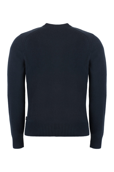 Shop Hugo Boss Crew-neck Cashmere Sweater In Blue
