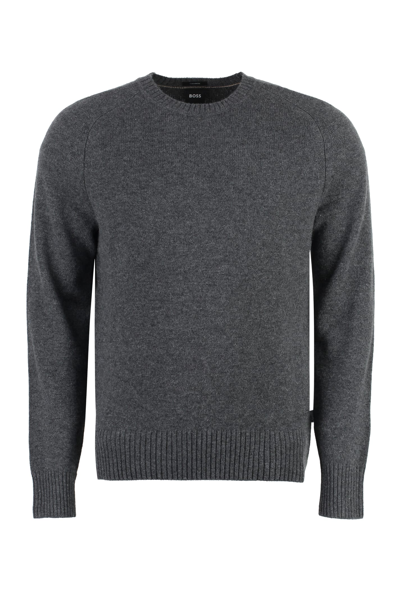 Shop Hugo Boss Crew-neck Cashmere Sweater In Grey