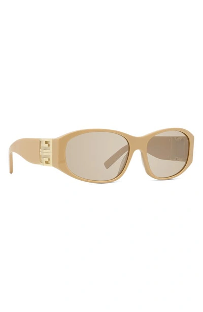 Shop Givenchy 4g Gradient Round Sunglasses In Shiny Beige / Brown Mirror