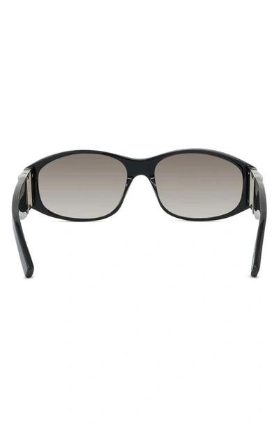 Shop Givenchy 4g Gradient Round Sunglasses In Shiny Black / Gradient Smoke