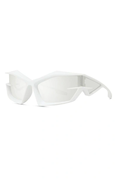 Shop Givenchy Givcut Geometric Sunglasses In White / Smoke Mirror