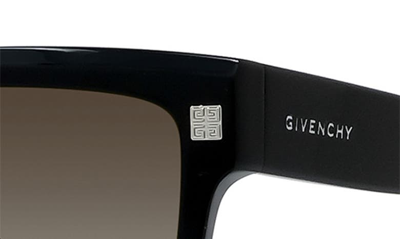 Shop Givenchy Gv Day Square Sunglasses In Shiny Black / Gradient Smoke