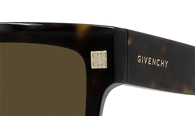 Shop Givenchy Gv Day Square Sunglasses In Dark Havana / Roviex