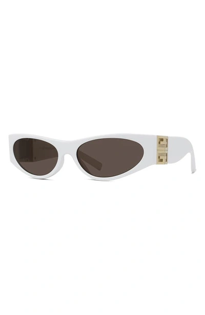 Shop Givenchy 4g Cat Eye Sunglasses In White / Brown