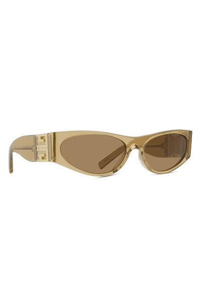 Shop Givenchy 4g Cat Eye Sunglasses In Shiny Light Brown / Roviex