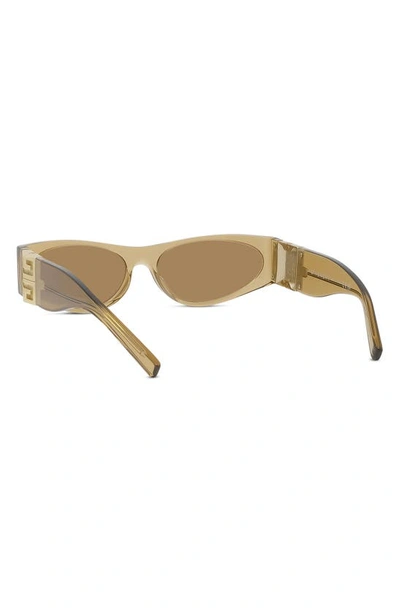 Shop Givenchy 4g Cat Eye Sunglasses In Shiny Light Brown / Roviex