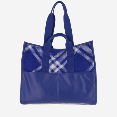 Shop Burberry Tote Bag With Check Pattern In Knight