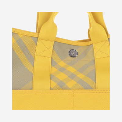 Shop Burberry Tote Bag With Check Pattern In Yellow