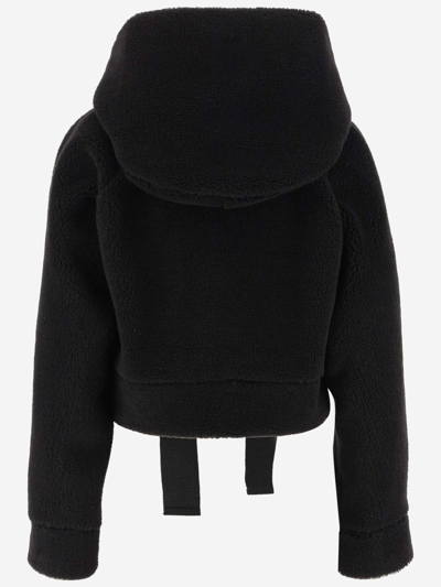 Shop Patou Recycled Faux Sheepskin Medallion Hoodie In Black