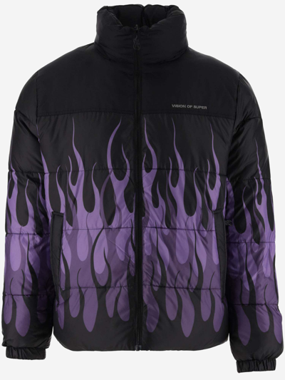 Shop Vision Of Super Nylon Flames Down Jacket In Black