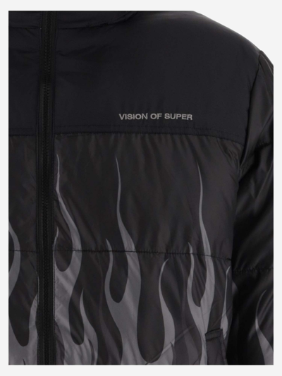 Shop Vision Of Super Nylon Flames Down Jacket In Black