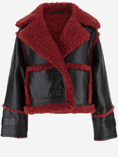Shop Shoreditch Ski Club Leather And Shearling Jacket In Black