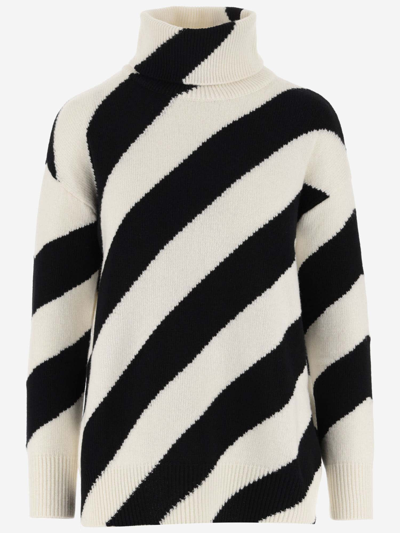 Shop Valentino Wool Sweater With Striped Pattern In Red