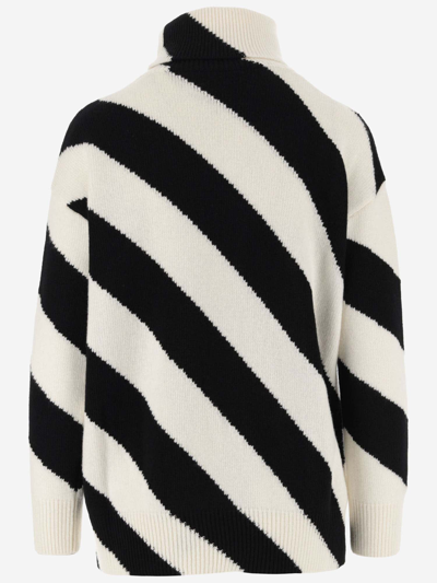 Shop Valentino Wool Sweater With Striped Pattern In Red