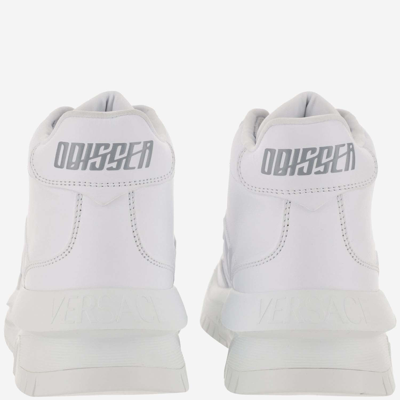 Shop Versace Greca Odissea High Sneakers In White