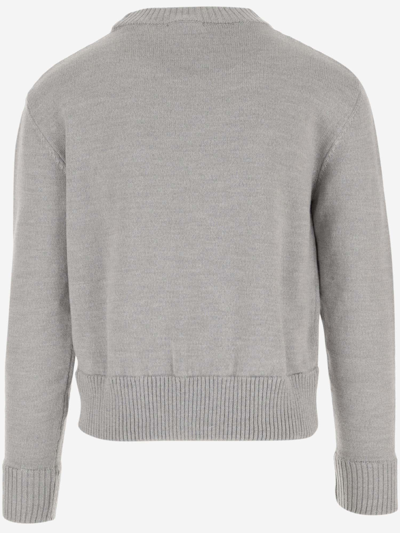 Shop Honey Fucking Dijon Wool Blend Sweater With Print In Grey