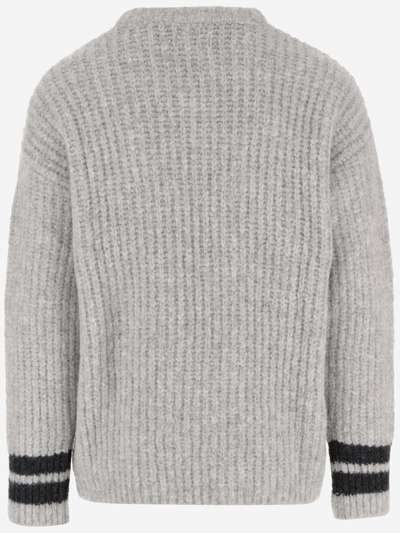 Shop Erl Wool Blend Sweater With Graphic Pattern In Grey