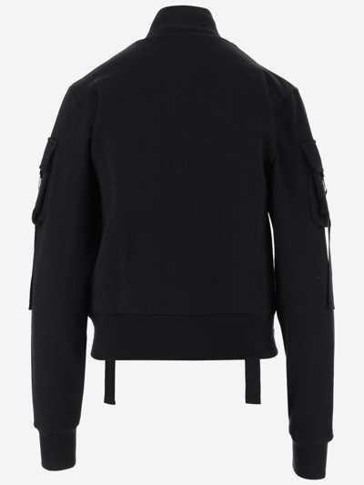 Shop Blumarine Multi-pocket Zip-up Sweatshirt In Black