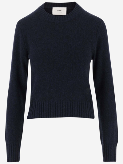 Shop Ami Alexandre Mattiussi Cahsmere Blend Sweater In Blue