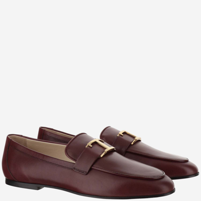 Shop Tod's T Timeless Leather Loafer In Brown