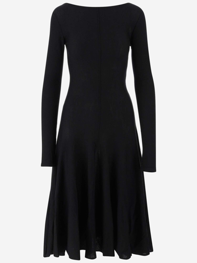 Shop Khaite Merino Wool Midi Dress In Black