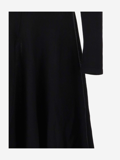 Shop Khaite Merino Wool Midi Dress In Black