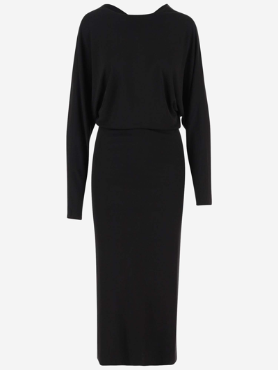 Shop Khaite Viscose Dress In Black