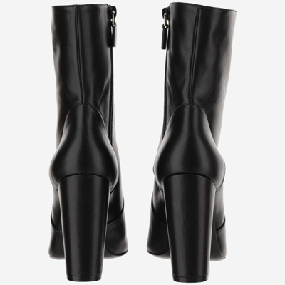Shop Stuart Weitzman 100mm Leather Vida Ankle Boots In Black