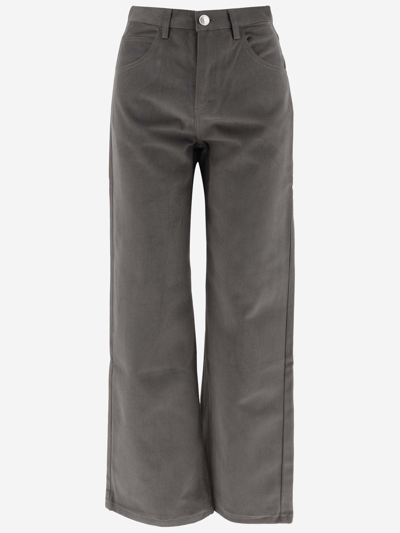 Shop Ami Alexandre Mattiussi Cotton Flared Pants In Grey
