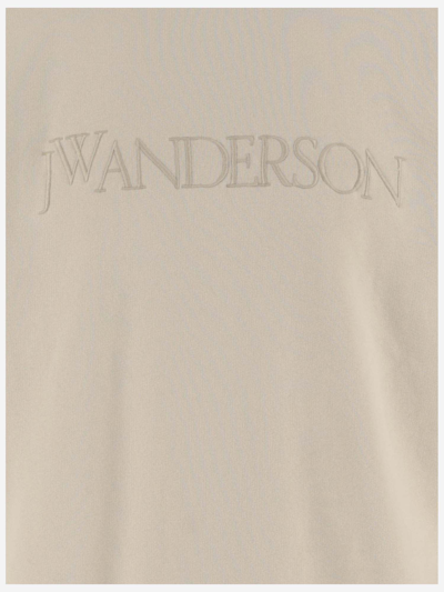 Shop Jw Anderson Cotton Sweatshirt With Logo In Beige