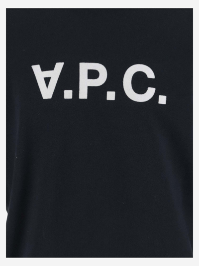 Shop Apc Cotton Sweatshirt With Logo In Blue