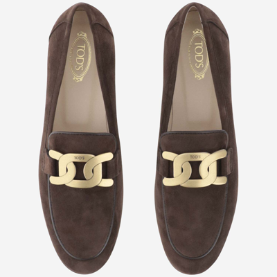 Shop Tod's Kate Suede Loafer In Brown