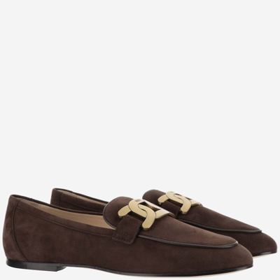 Shop Tod's Kate Suede Loafer In Brown
