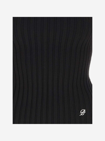 Shop Blumarine Ribbed Wool Sweater In Black