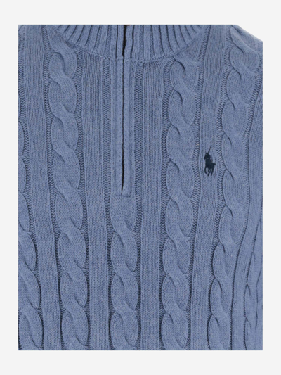 Shop Ralph Lauren Cotton Sweater With Logo In Blue