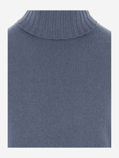 Shop Allude Wool And Cashmere Blend Turtleneck In Blue