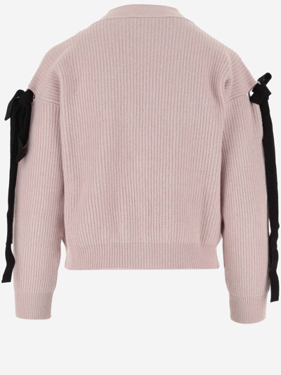 Shop Red Valentino Cashmere Blend Cardigan In Pink
